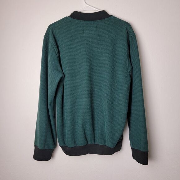 Green 90s Vintage Yacht Club Embroidered Long Sleeve Polo Sweatshirt Size Medium - Picture 5 of 7